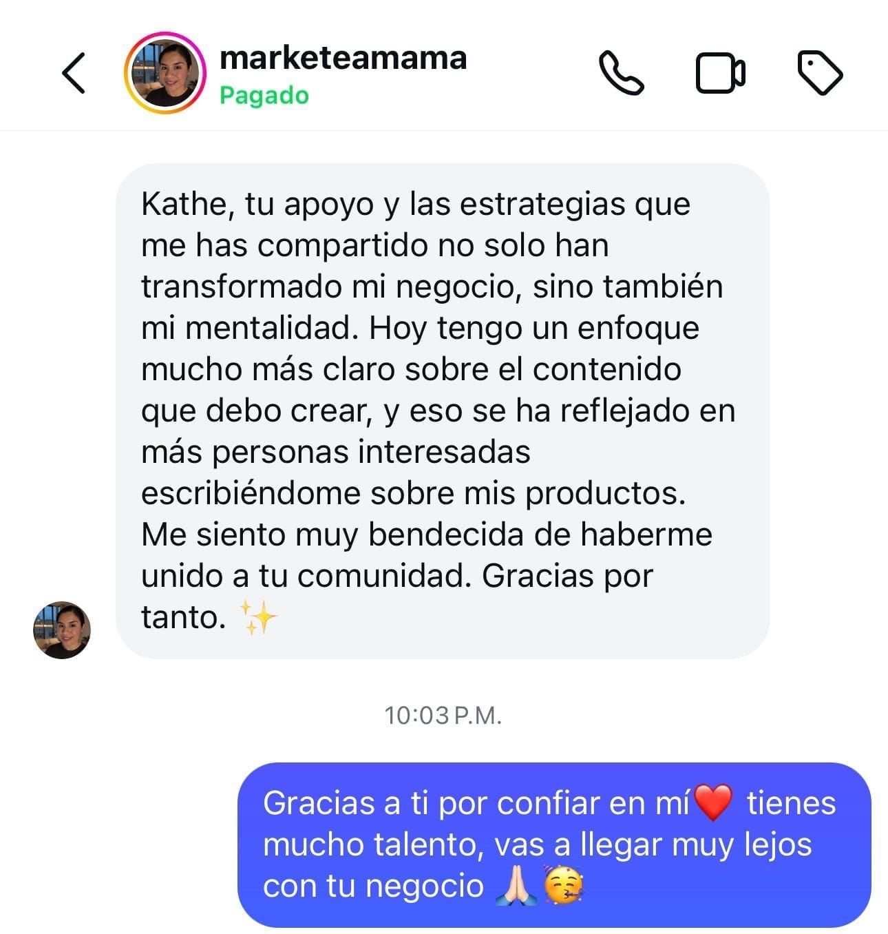 Testimonio de Marketeamama